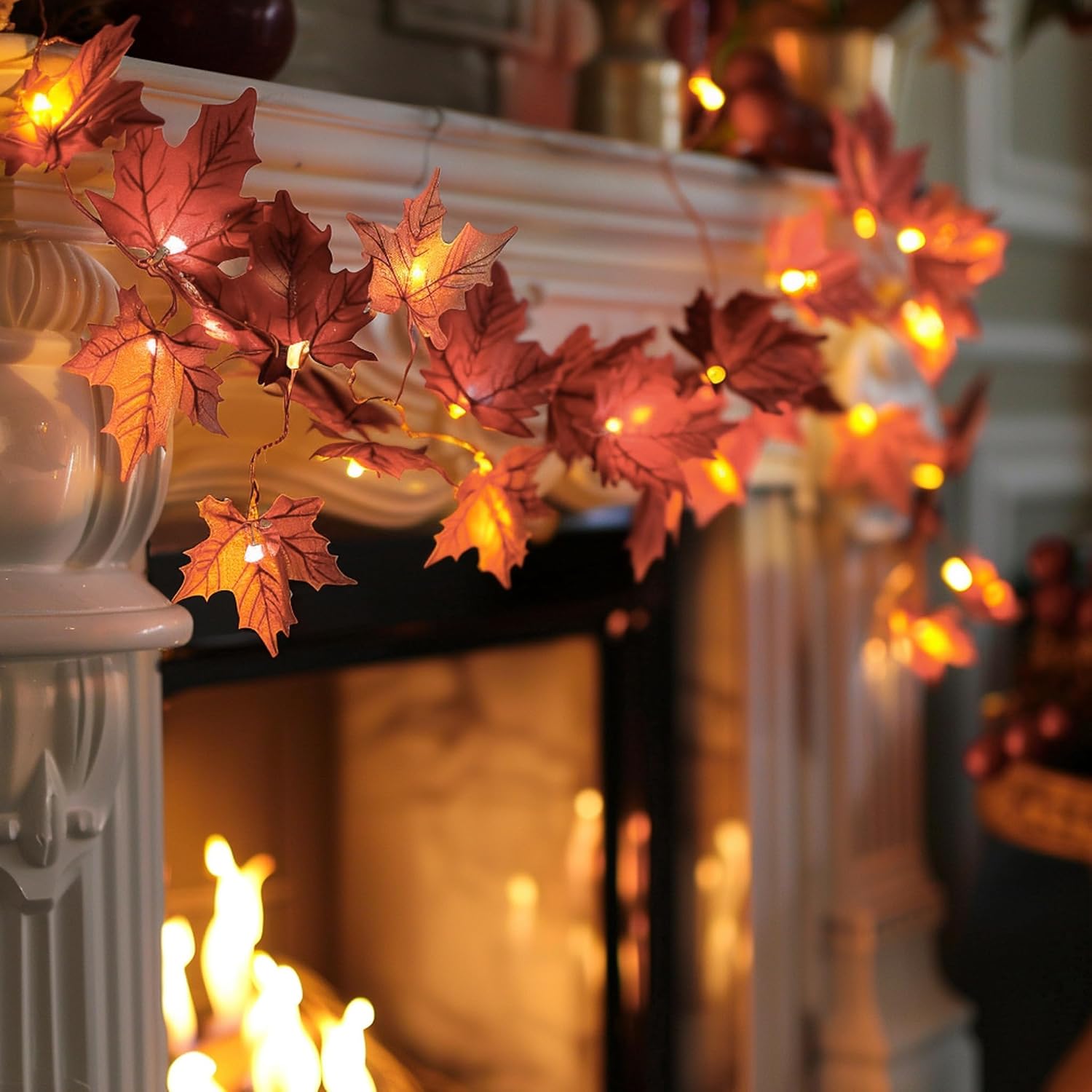 2-Pack 20FT Battery Maple Leaf String Lights: 40 LED Fall Harvest Decor - Image 6