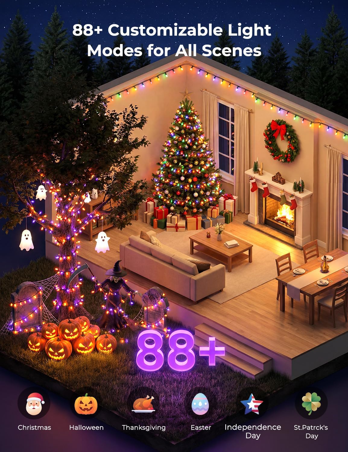 Review: Minetom Smart Color Changing Christmas & Halloween Tree Lights - Image 2