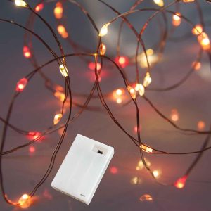 QBIS Battery Operated Halloween Lights, 40 LEDs, Red Orange Yellow, 6.5ft