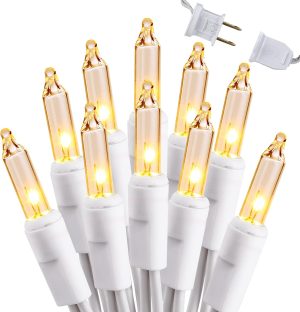 Brizled Incandescent Christmas Tree Lights, 300 Count, 69.6 ft, Clear White