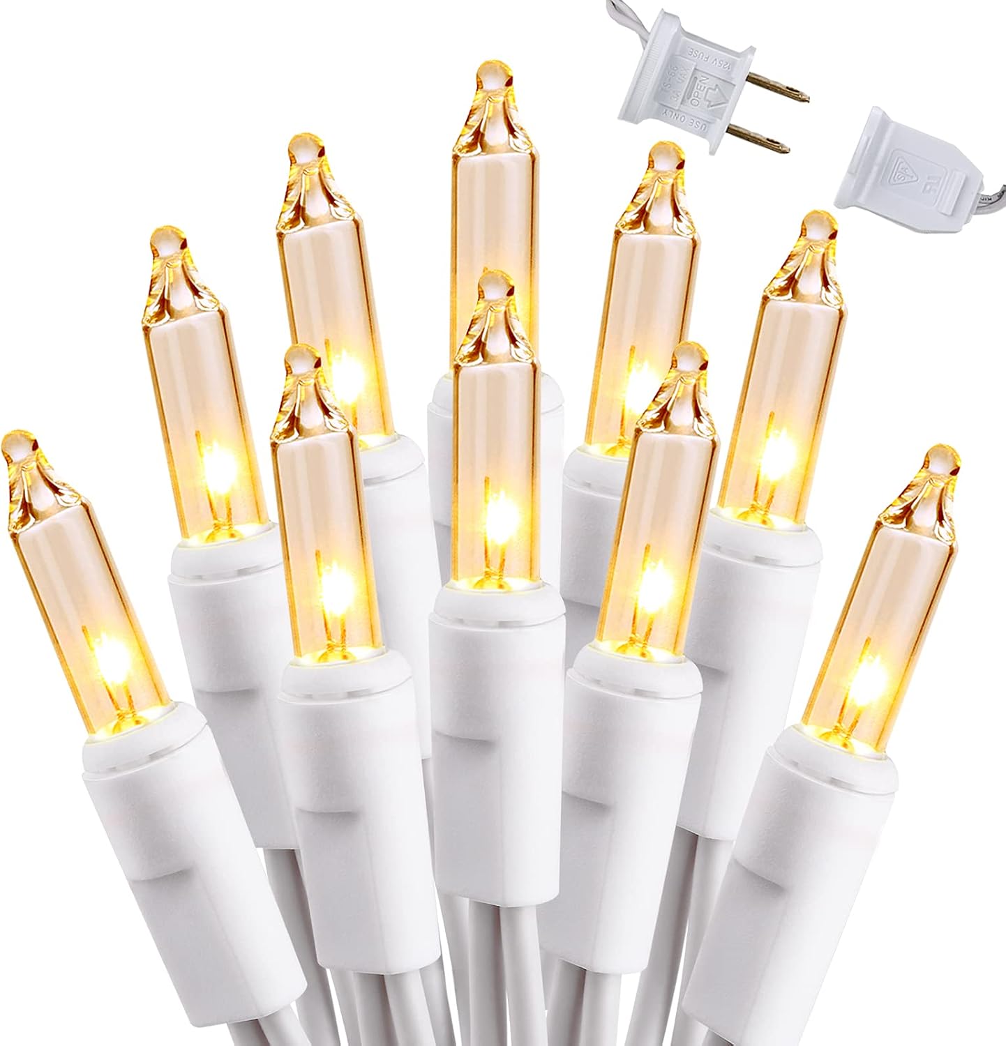 Brizled Incandescent Christmas Tree Lights, 300 Count, 69.6 ft, Clear White