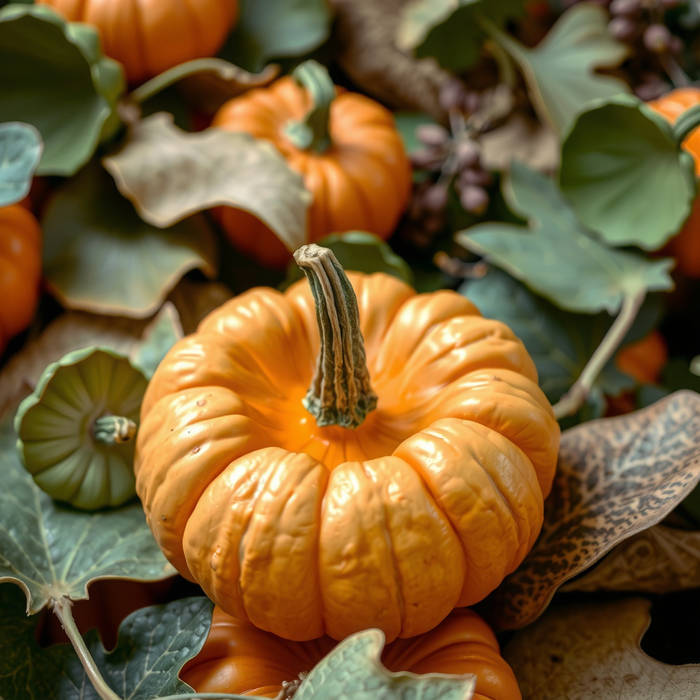 Artificial pumpkins in fall home decor