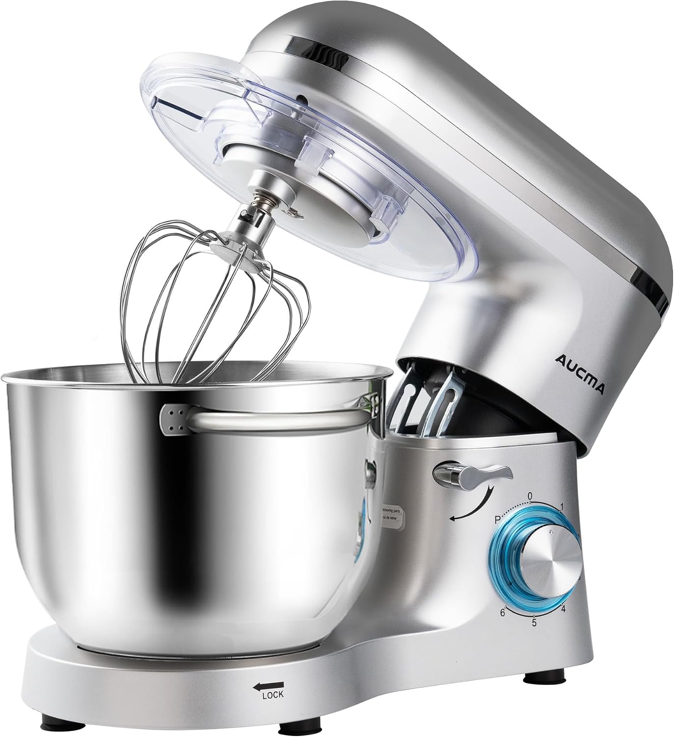Aucma Stand Mixer,6.5-QT 660W 6-Speed Tilt-Head Food Mixer, Kitchen Electric Mixer with Dough Hook, Wire Whip & Beater (Silver, 6.5QT): Home & Kitchen