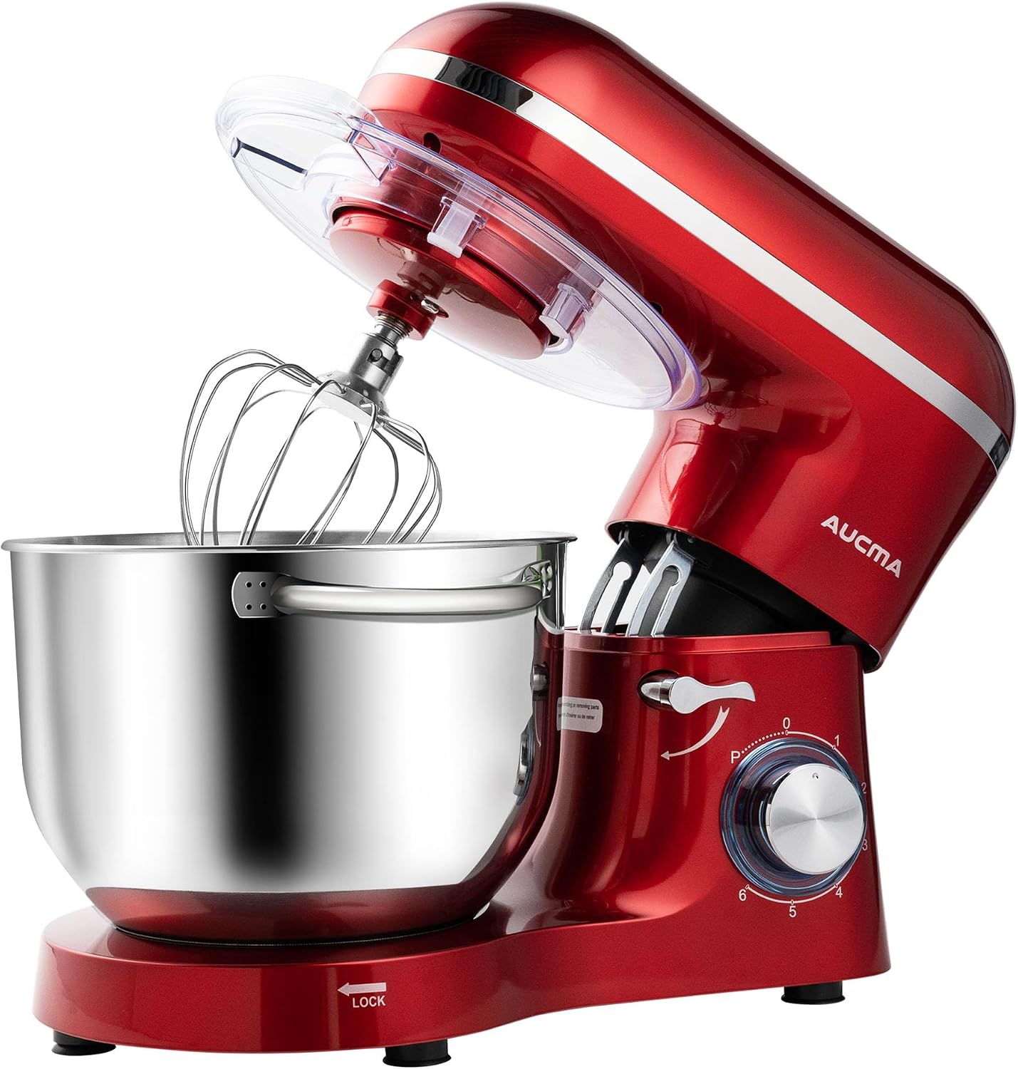 Aucma Stand Mixer,6.5-QT 660W 6-Speed Tilt-Head Food Mixer, Kitchen Electric Mixer with Dough Hook, Wire Whip & Beater (Red, 6.5QT): Home & Kitchen