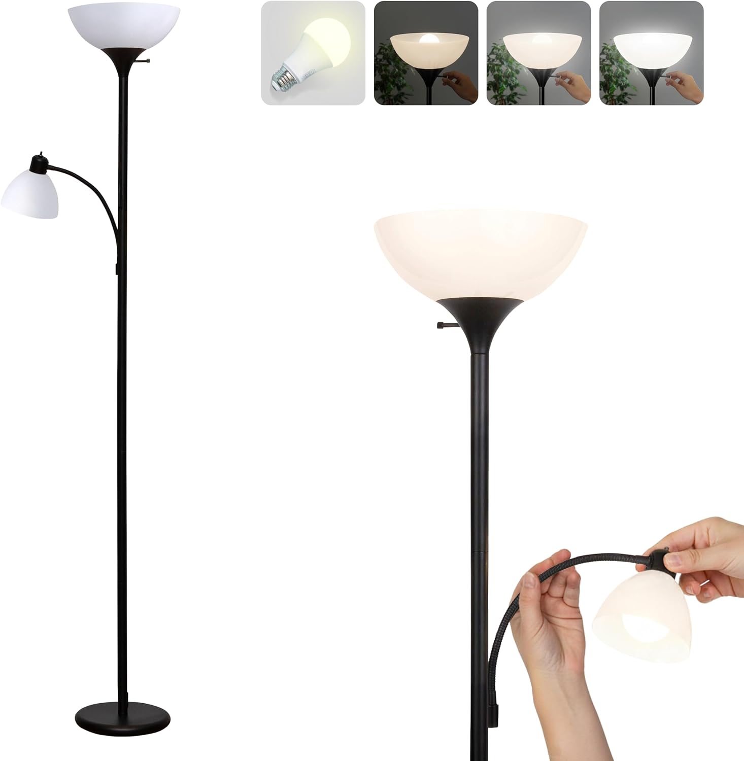 Brightech Sky Dome Plus LED torchiere floor lamp real product photo