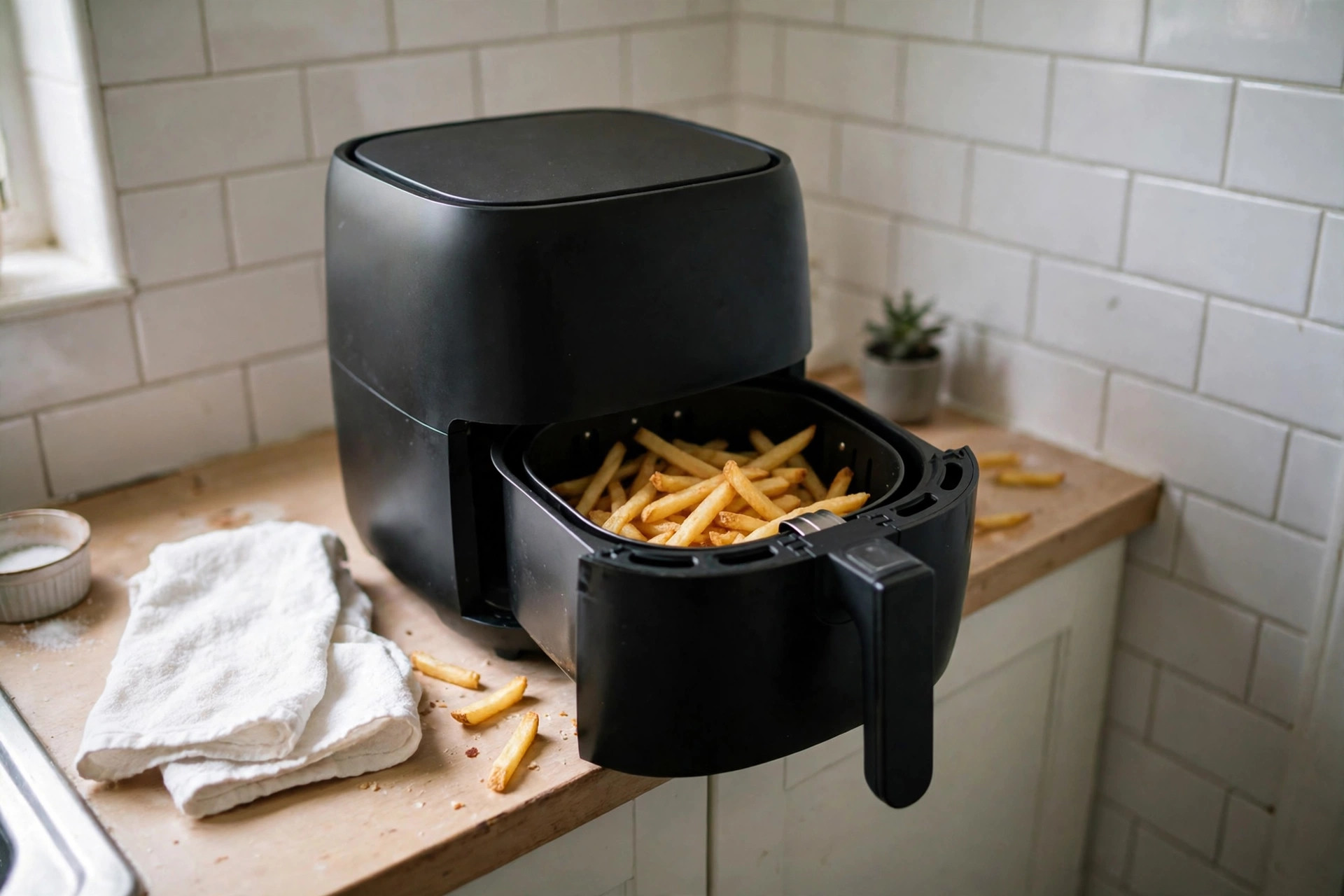 Chefman 4 quart compact air fryer on a small kitchen counter
