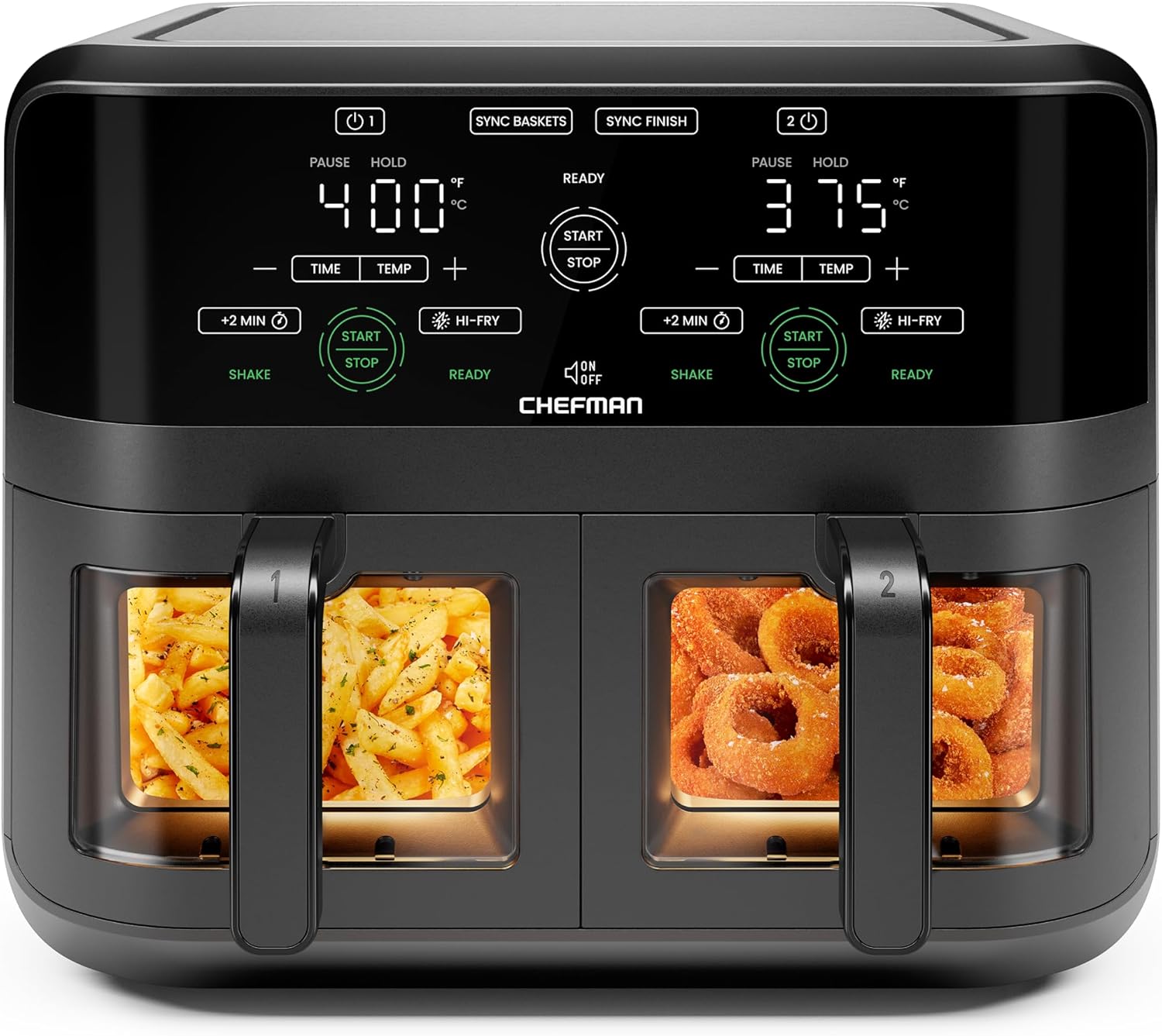 Chefman 6 quart dual basket air fryer oven alternate view