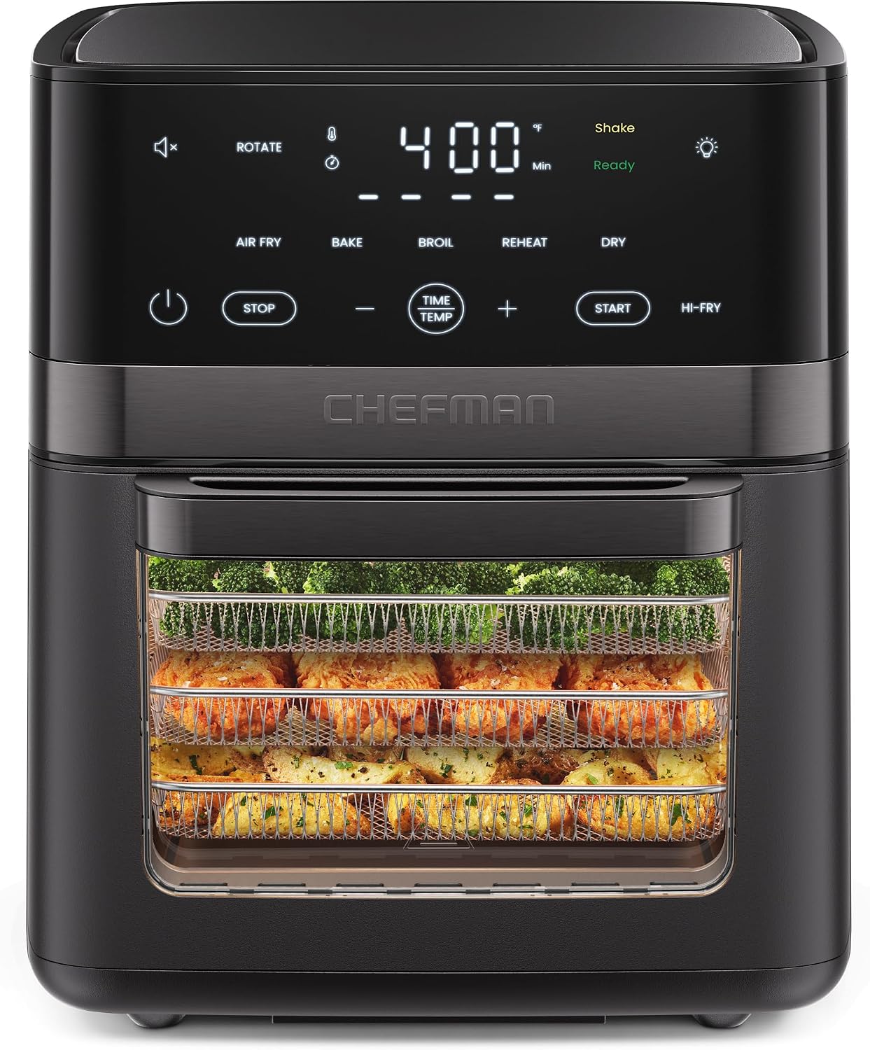 Chefman XL 14 quart air fryer oven with rotisserie spit and glass door