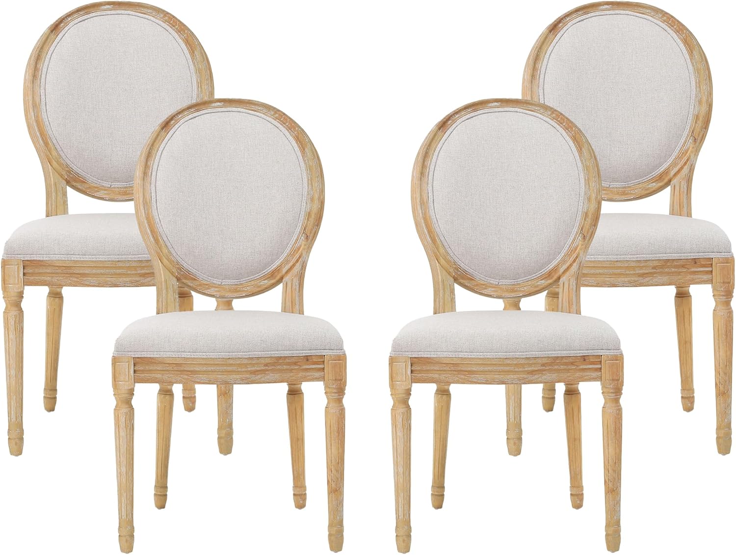 Christopher Knight Home Hilary French country dining chairs set of 4 in beige and natural