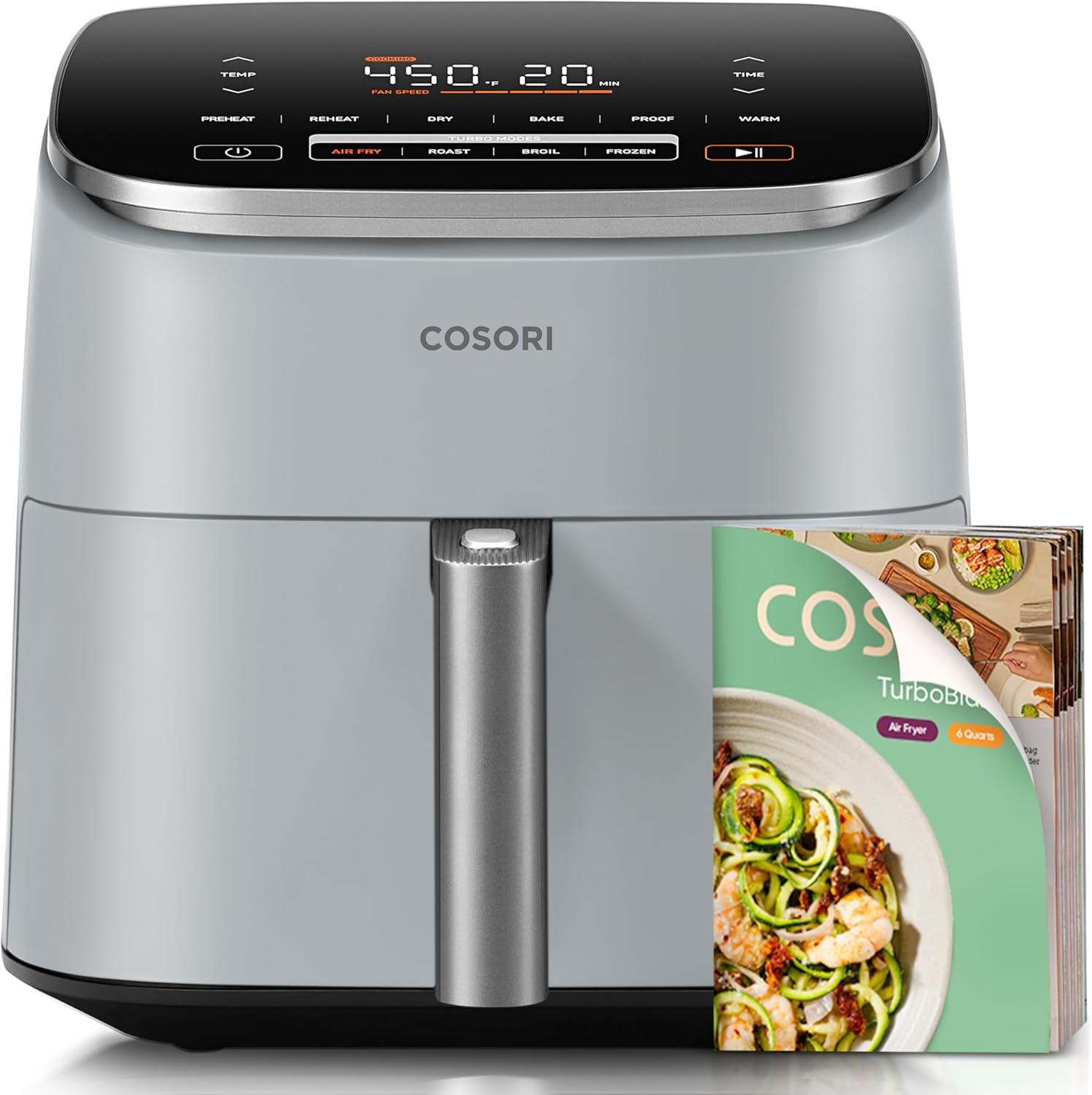 Cosori TurboBlaze 6 quart air fryer ceramic coating 9-in-1 in light gray