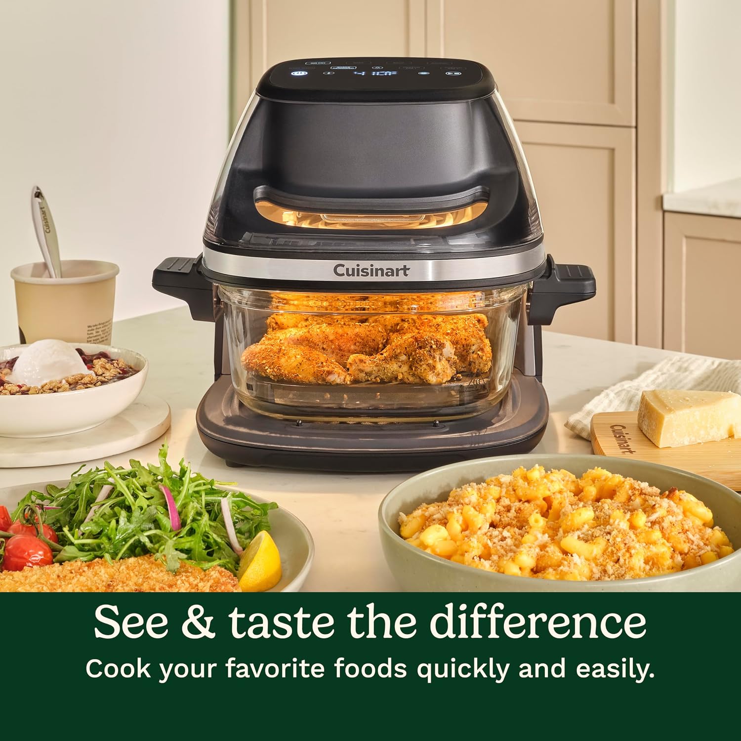 Cuisinart air fryer ClearView window showing food inside