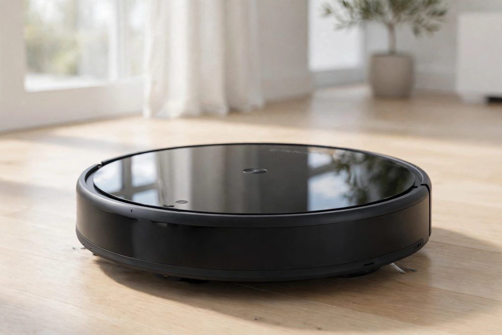 eufy RoboVac 11S review – slim black robot vacuum with tempered glass top