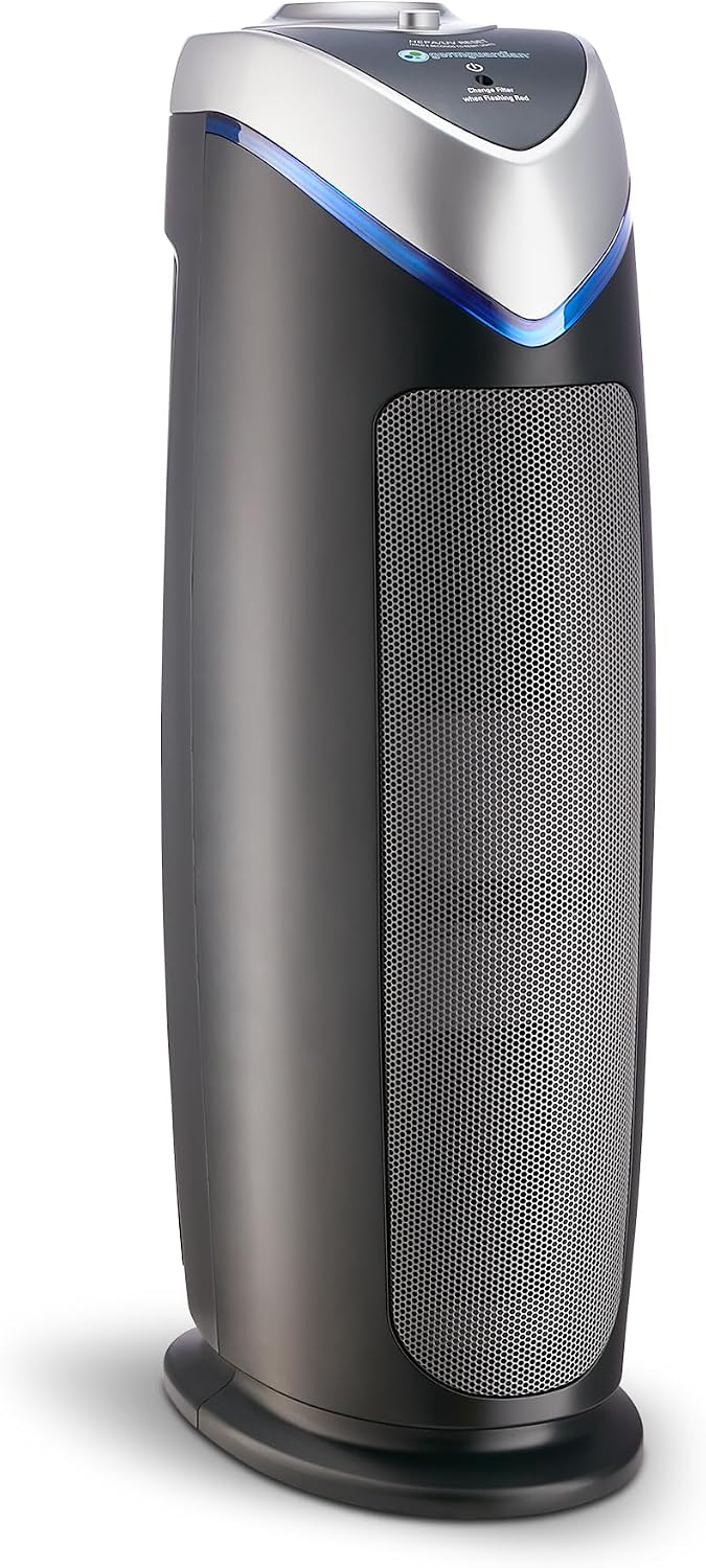 GermGuardian AC4825E 22 inch tower air purifier review – gray HEPA tower with UV-C