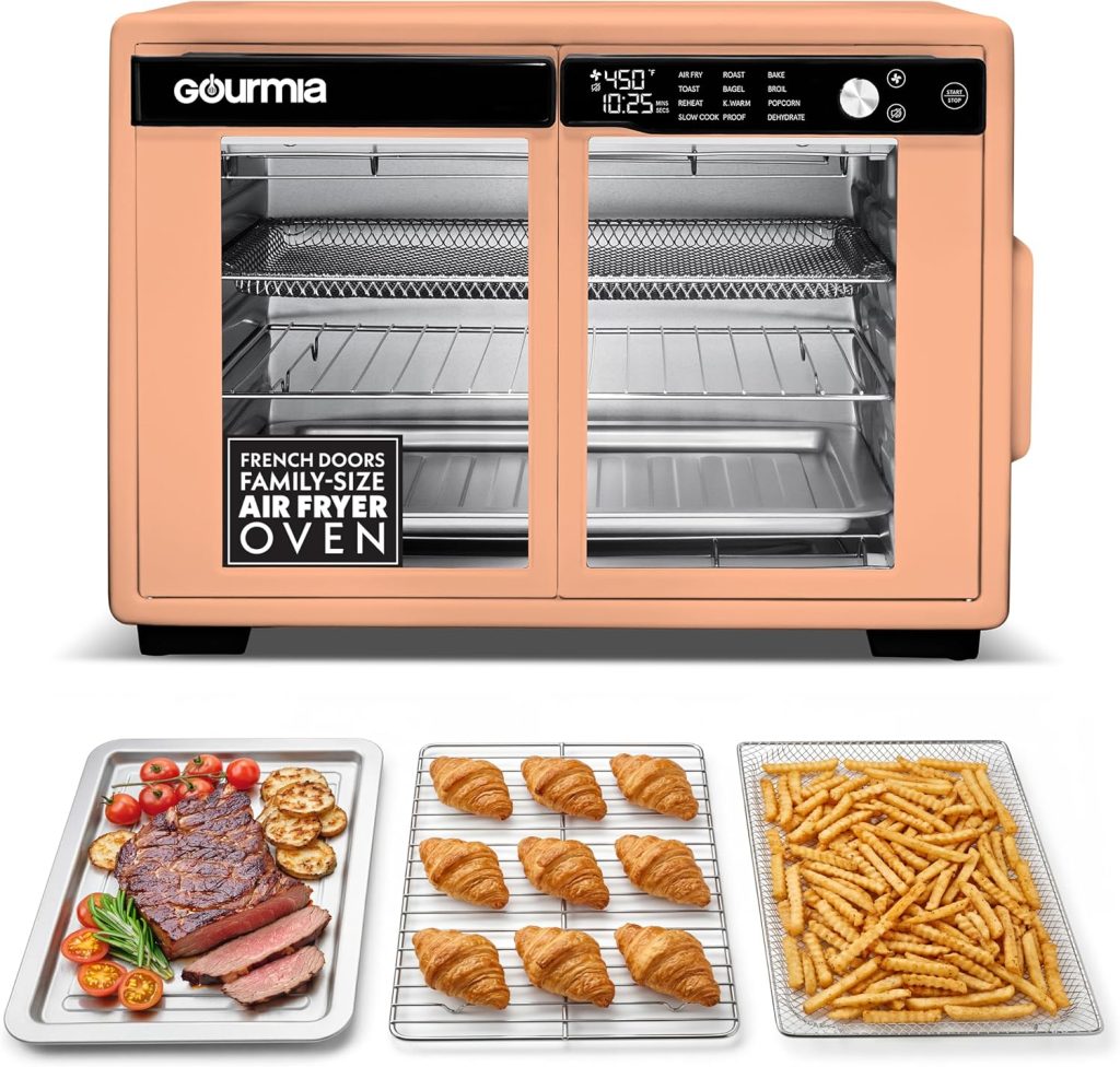 Gourmia 37QT French door air fryer oven Peach