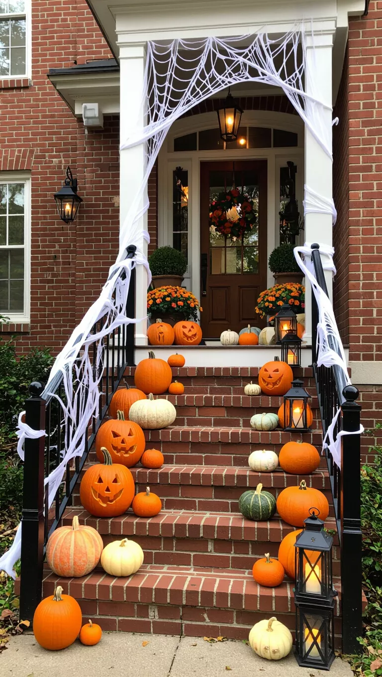 Halloween decorated front porch