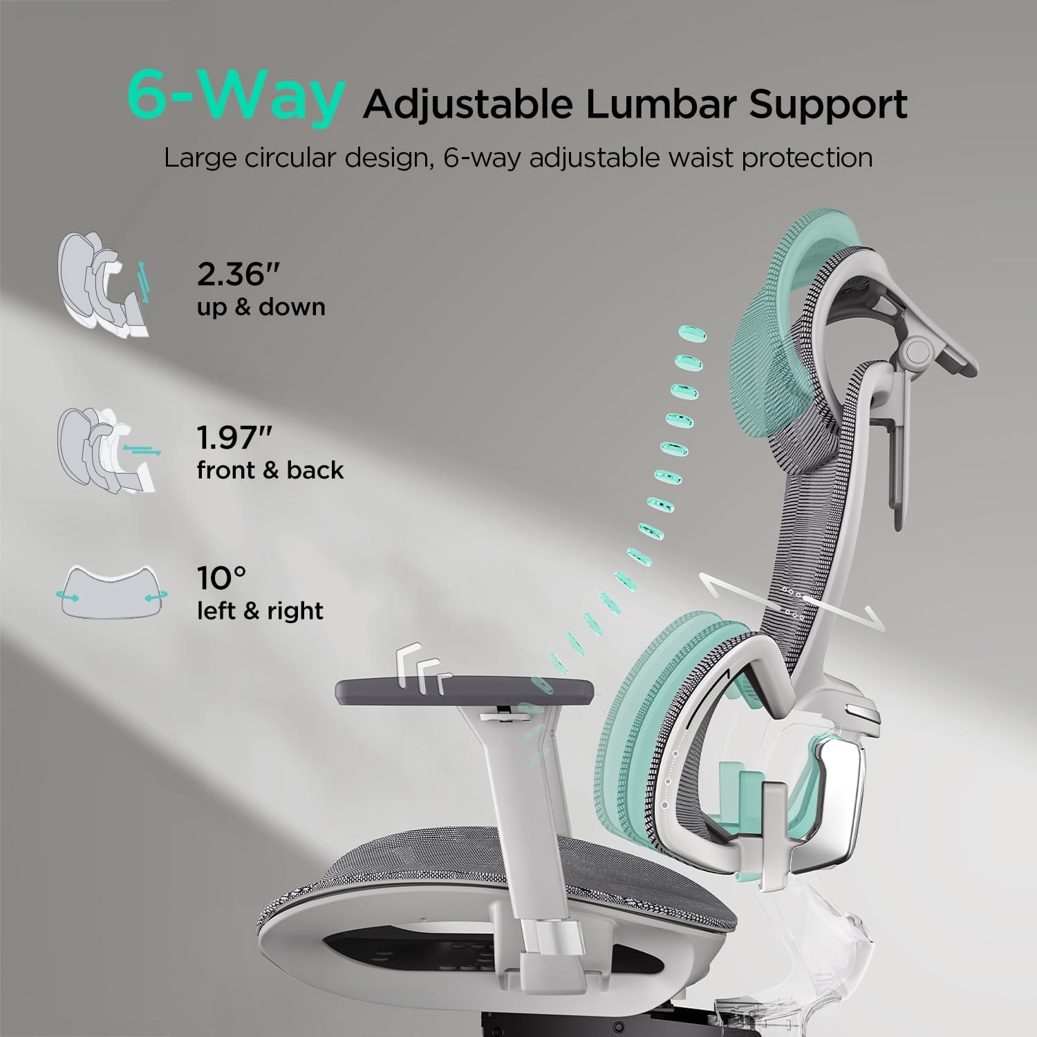Hbada E2 ergonomic office chair angled view with headrest