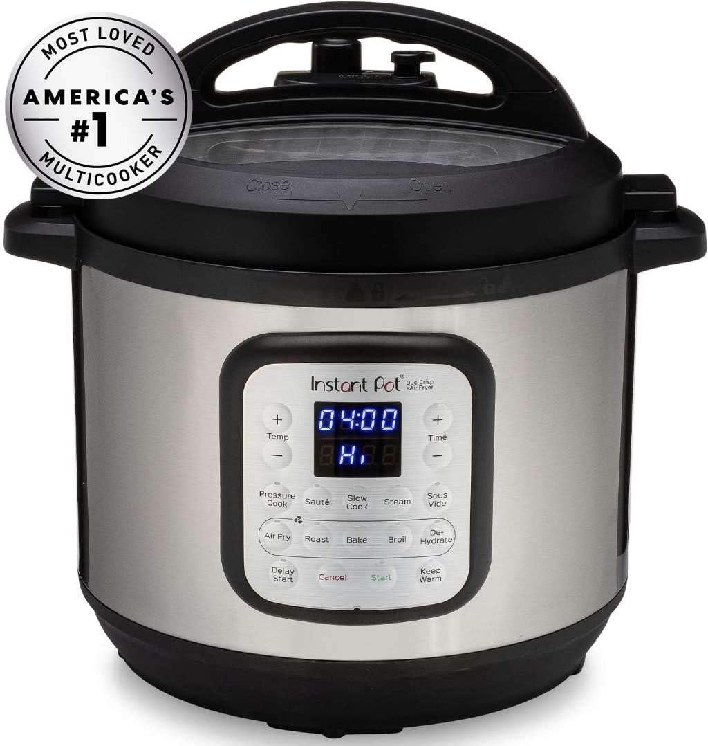 Instant Pot Duo Crisp 8 quart detail view with air fryer lid