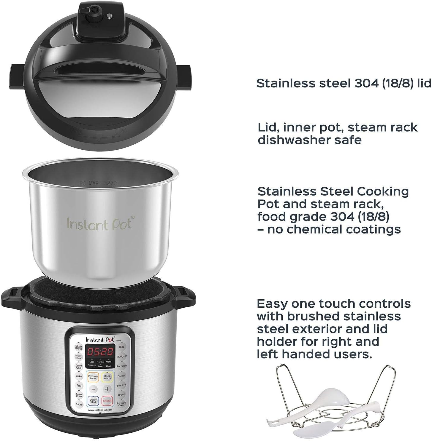 Instant Pot Duo Plus 8 quart pressure cooker angled view