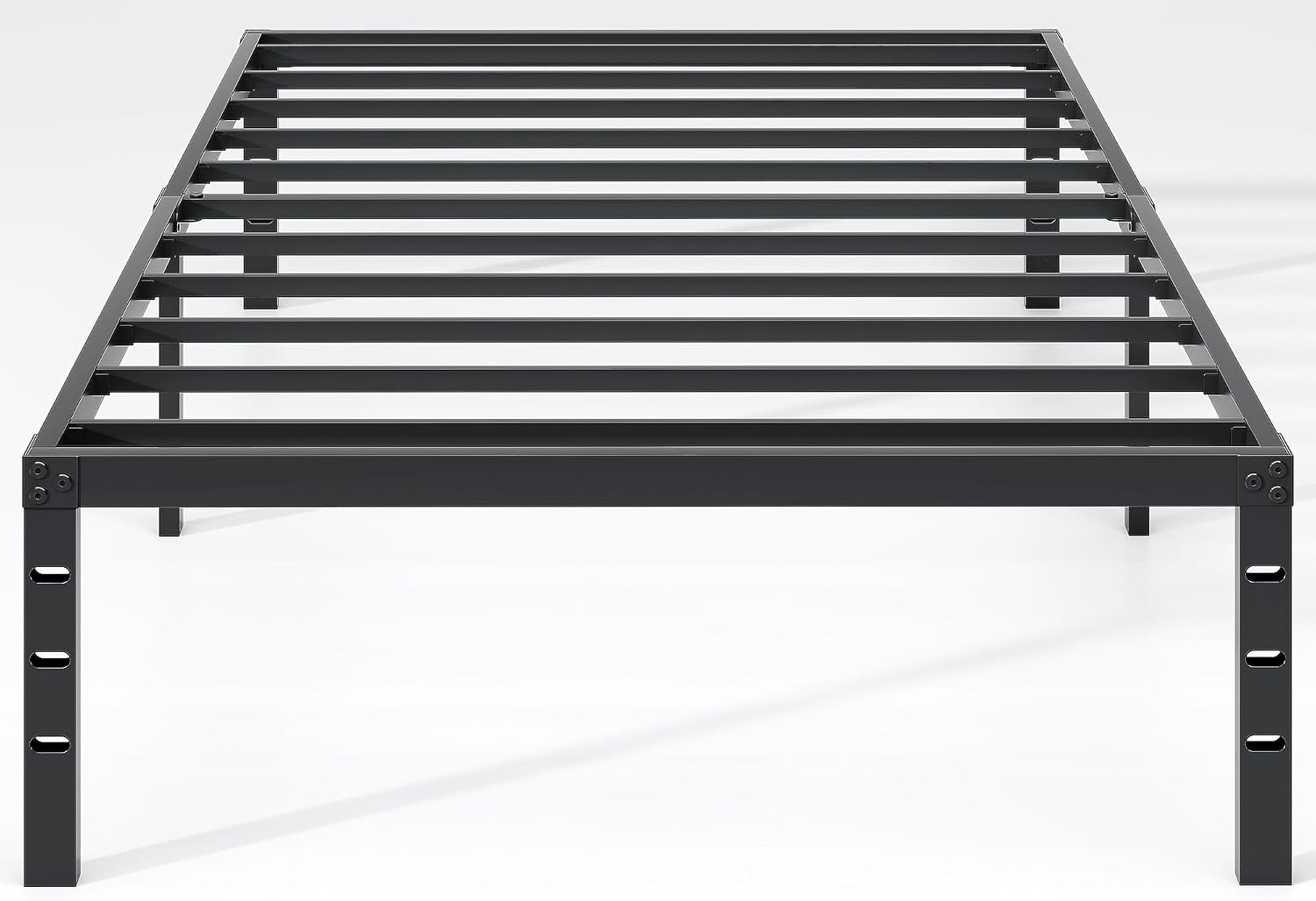 JETO metal bed frame twin size 14 inch black platform