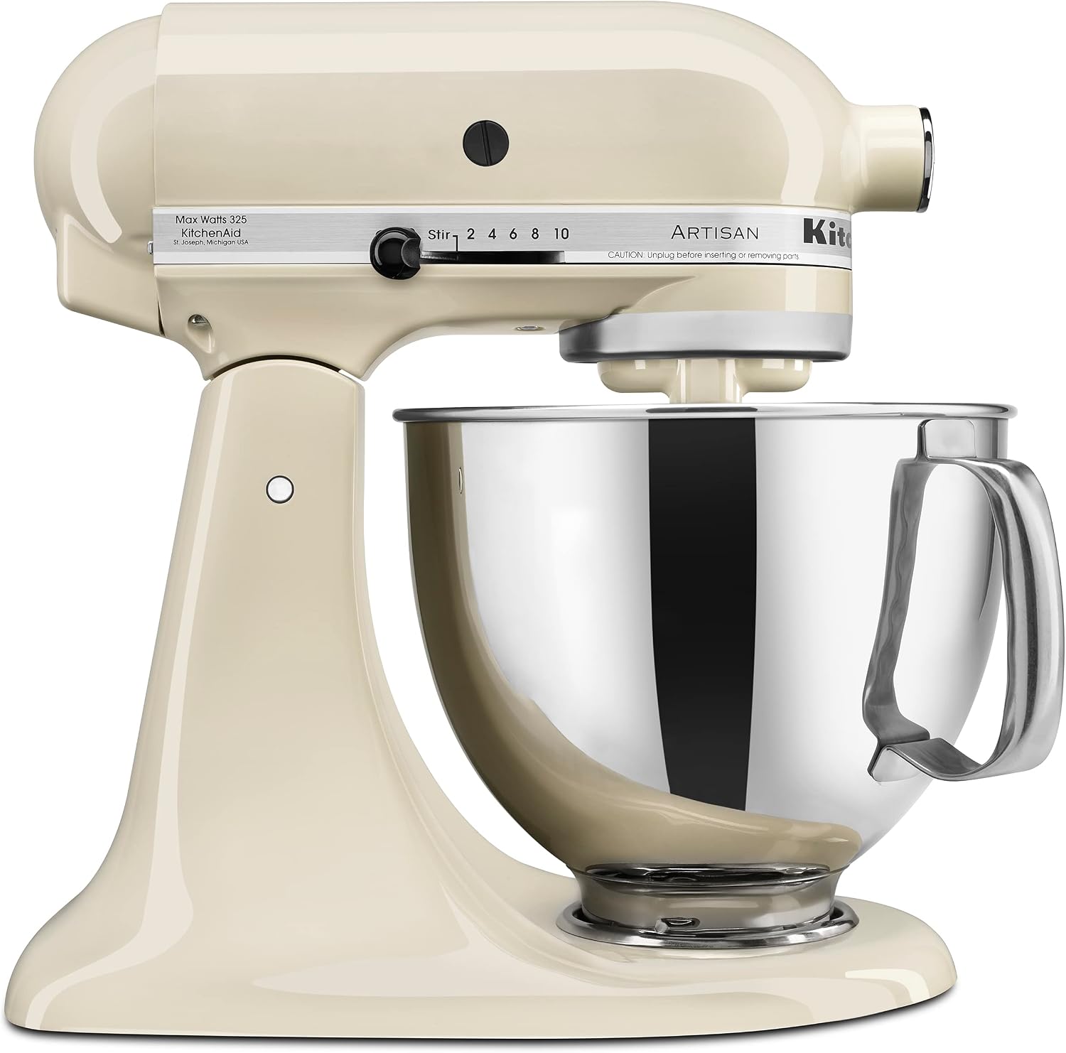KitchenAid Artisan 5 quart tilt-head stand mixer in almond cream