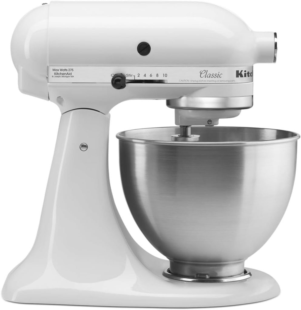 KitchenAid Classic Series 4.5 quart tilt-head stand mixer in white