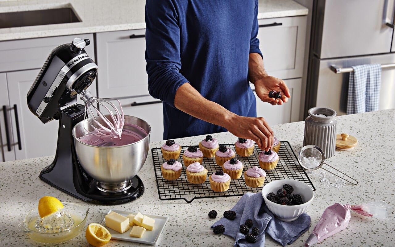KitchenAid Classic Series 4.5 quart tilt-head stand mixer on kitchen counter