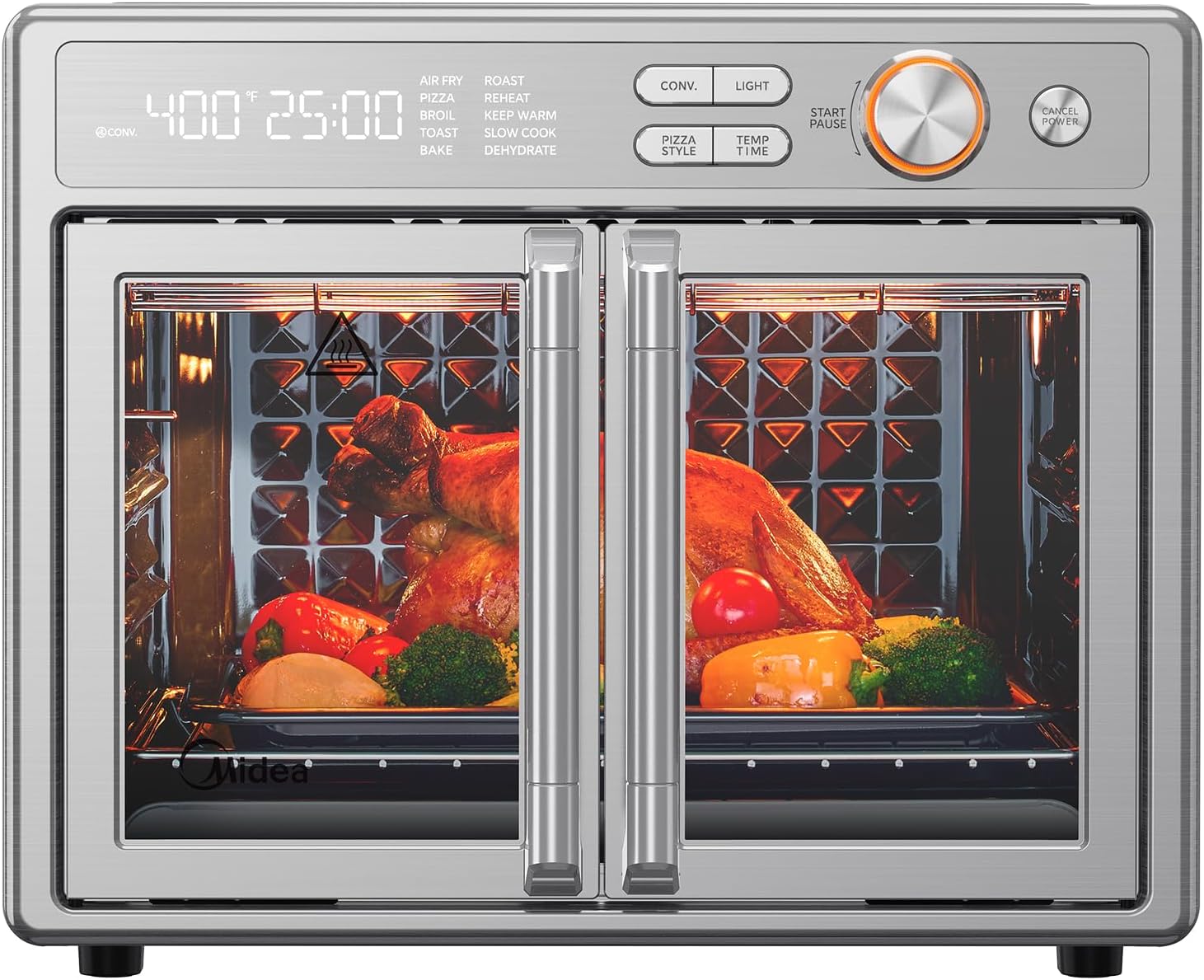 Midea Flexify Pro French Door Air Fryer Toaster Oven, 26.4 QT | Premium Cooking Experience with Precision Heat, Easy-Clean Enamel Interior & Modern Control, Stainless steel: Home & Kitchen