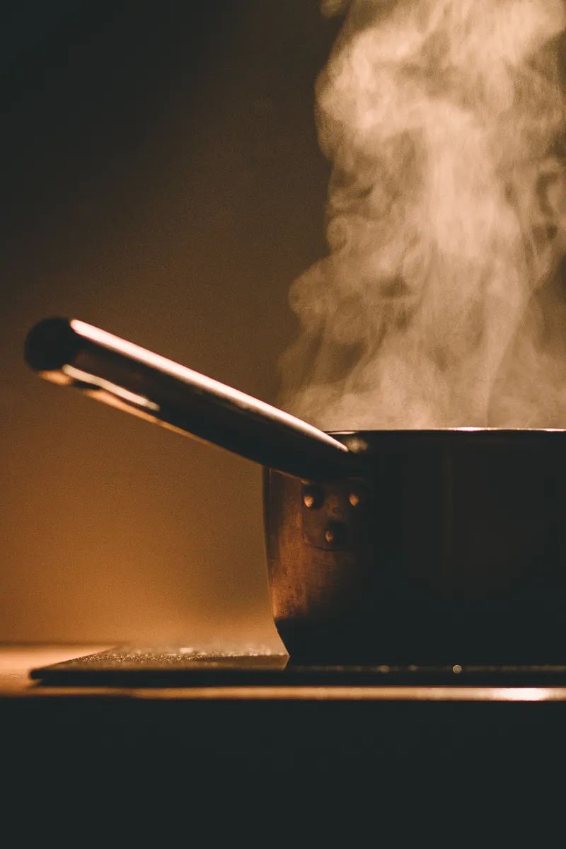 Midea vs Instant Pot Duo Plus — a pot simmering on the stove