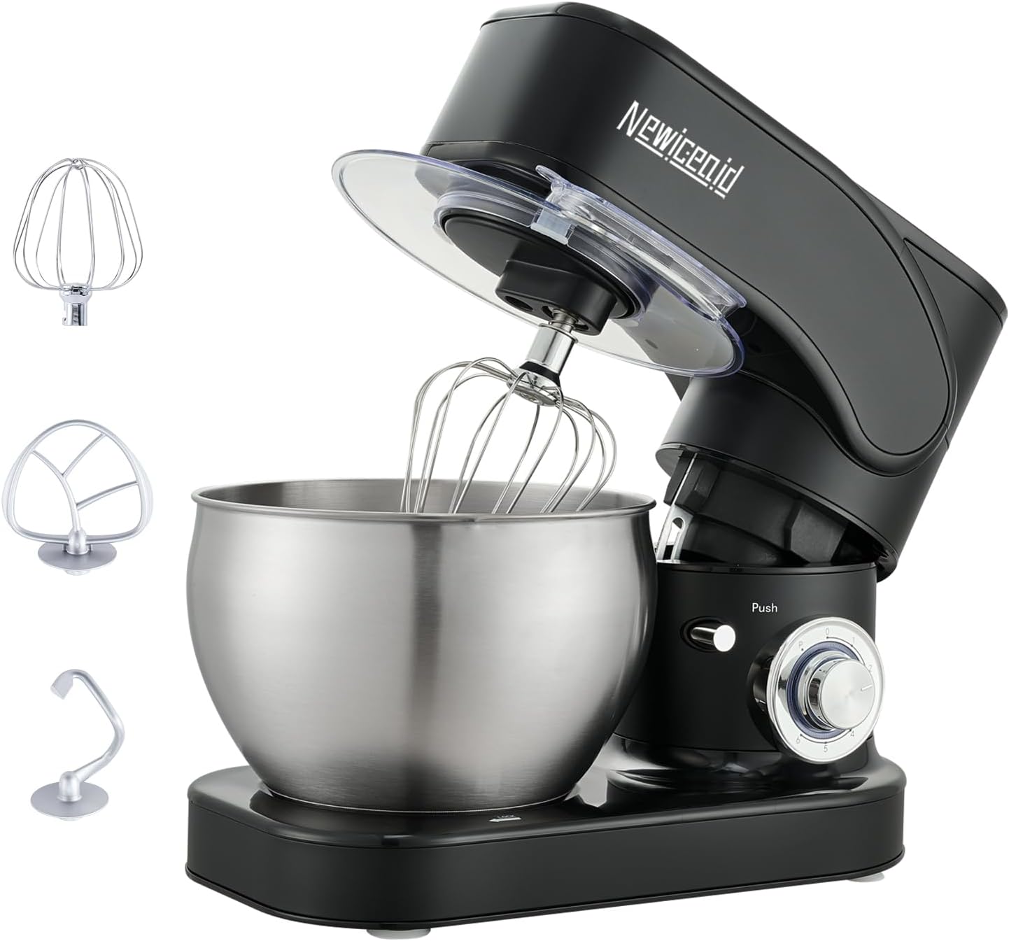 Newiceaid Stainless Steel 6-Speed 7.4QT Stand Mixer, Black | 700W motor, 7.4QT bowl, tilt-head design. Dough hook, beater & whisk. For bread, cakes & dough: Home & Kitchen