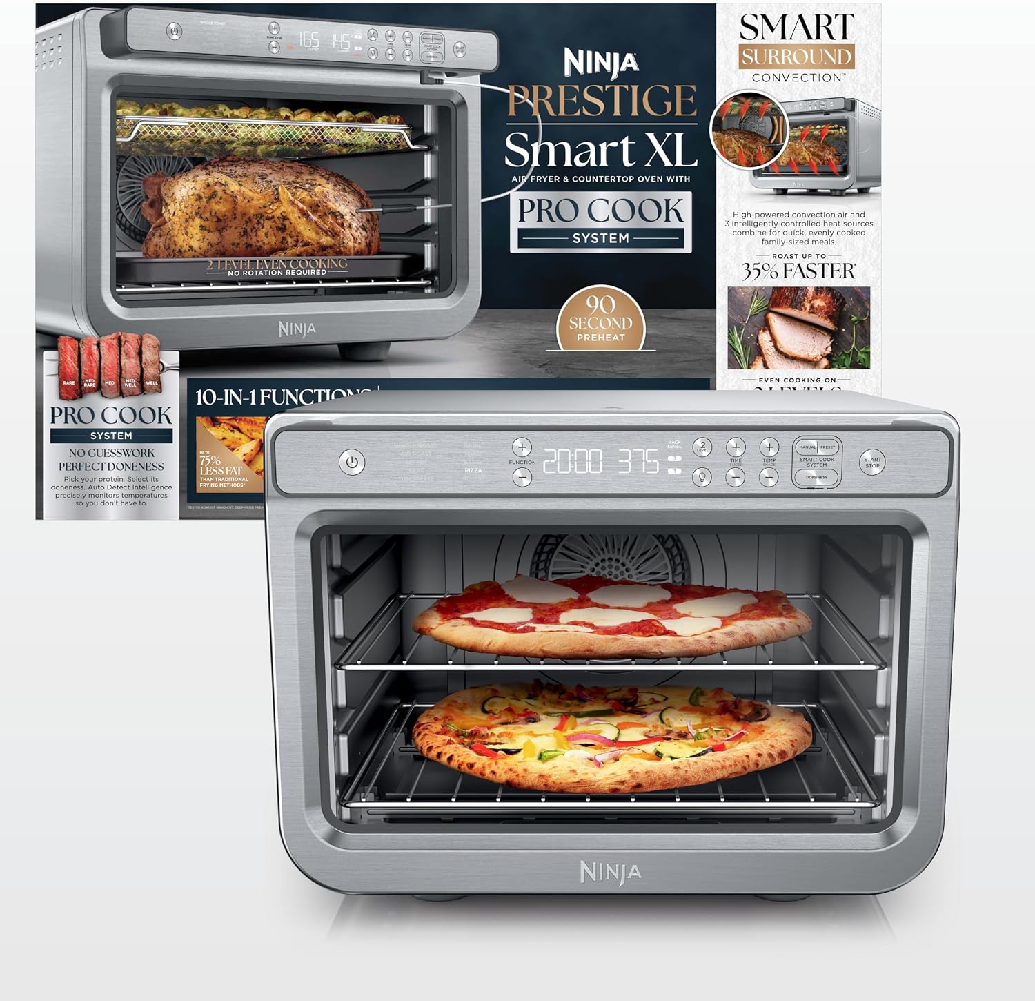 Ninja Prestige Smart XL DT551 countertop oven with Pro Cook thermometer