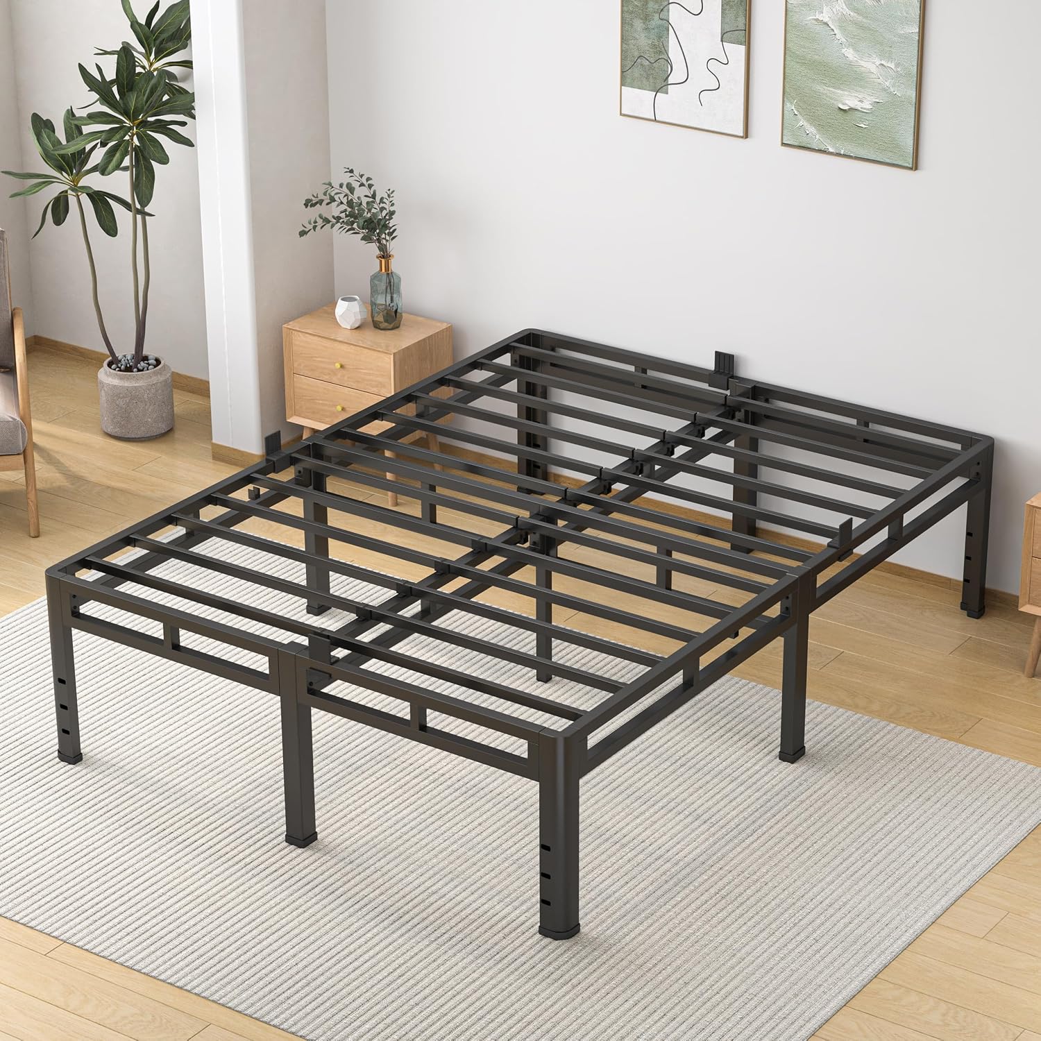 NKZ king size 20 inch metal platform bed frame heavy duty