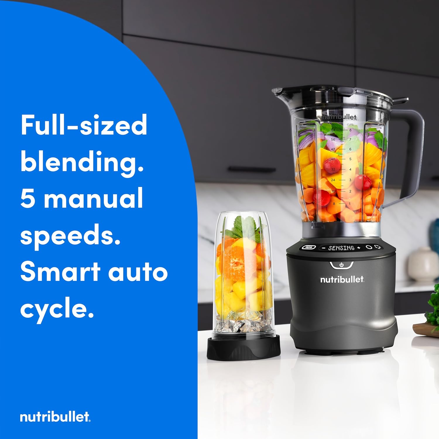 nutribullet SmartSense blender combo detail view with cups