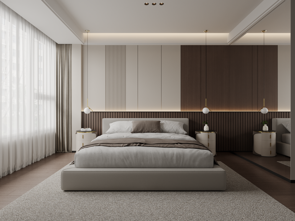 Platform bed frame supporting a mattress with no box spring