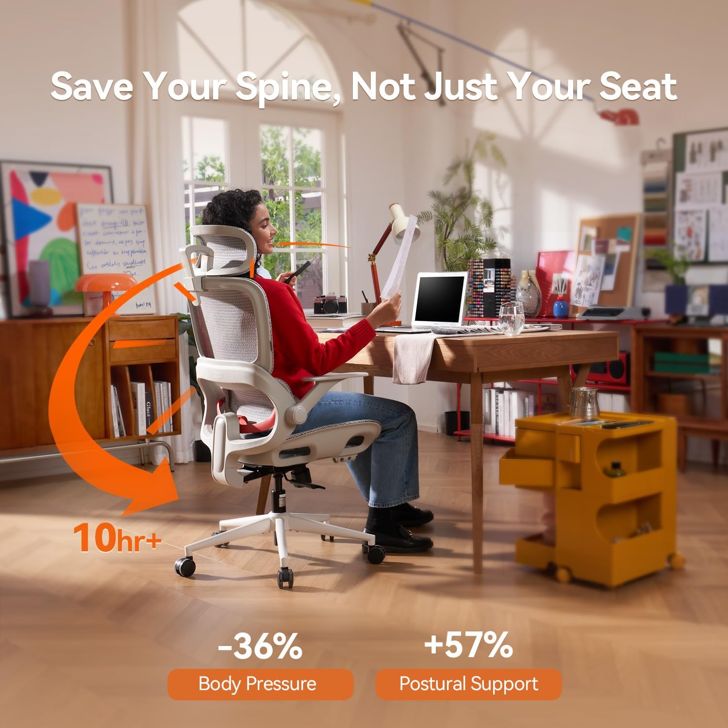 SIHOO B100 ergonomic office chair mesh back adaptive lumbar support grey