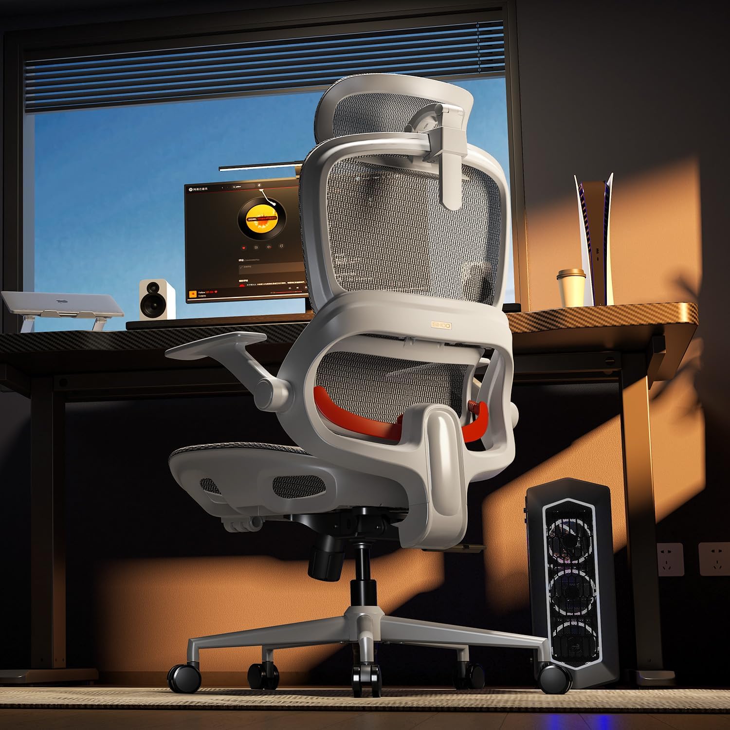 SIHOO B100 ergonomic office chair side profile mesh back