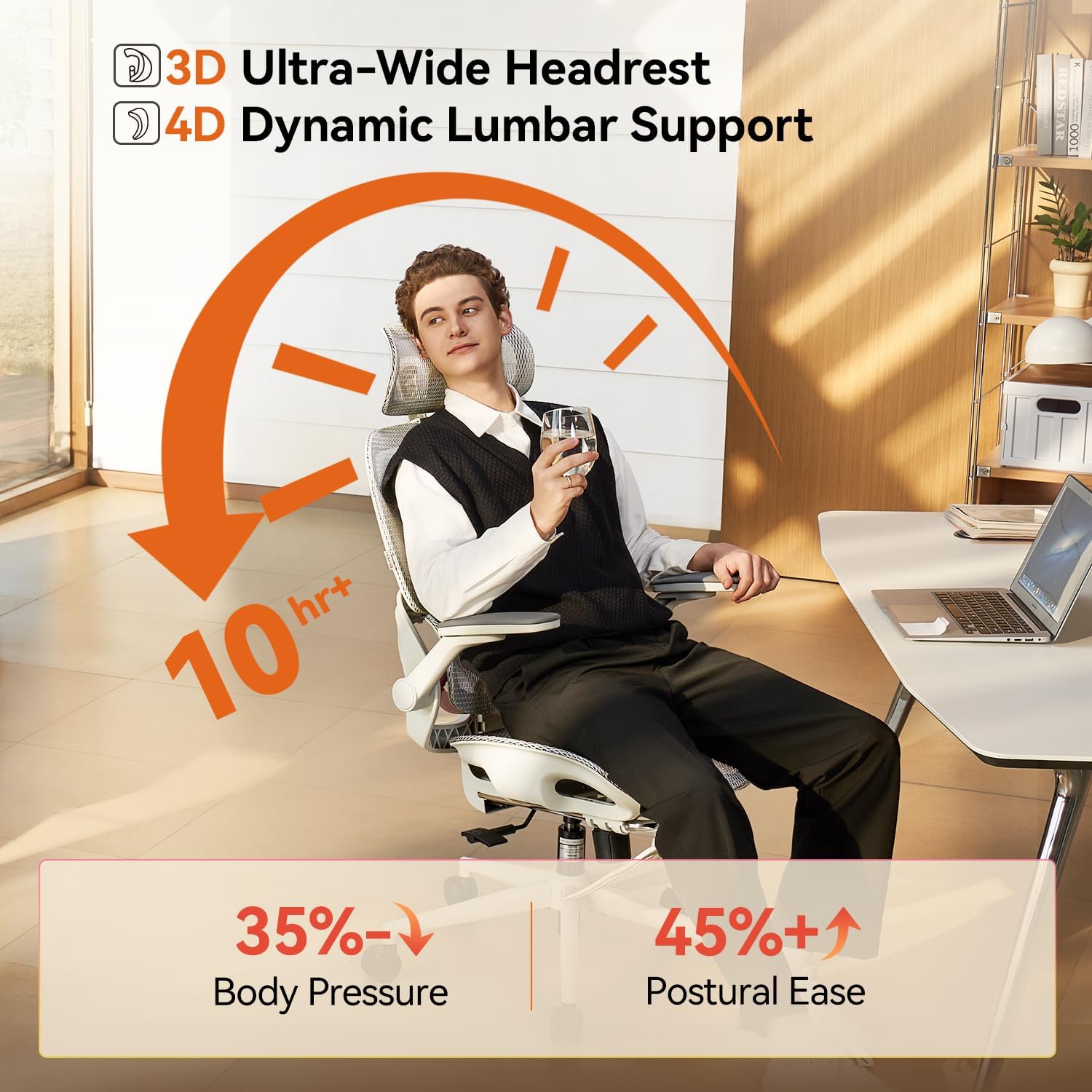 SIHOO B100 Pro ergonomic office chair with footrest extended