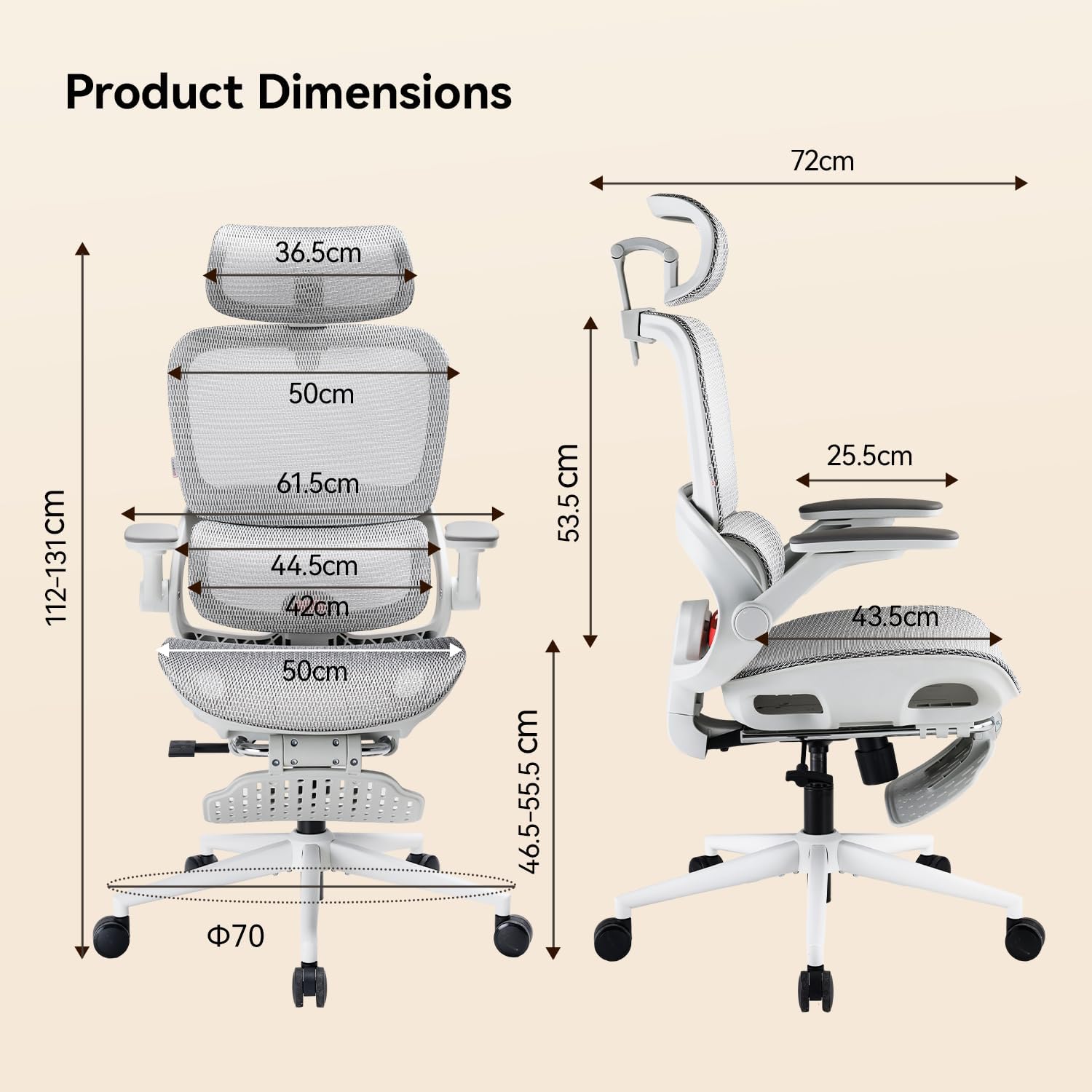 SIHOO B100 Pro mesh office chair side view with flip-up armrests