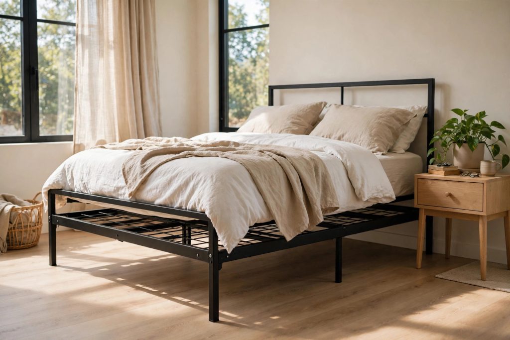 Superay queen metal platform bed frame, 18 inches high, no box spring needed