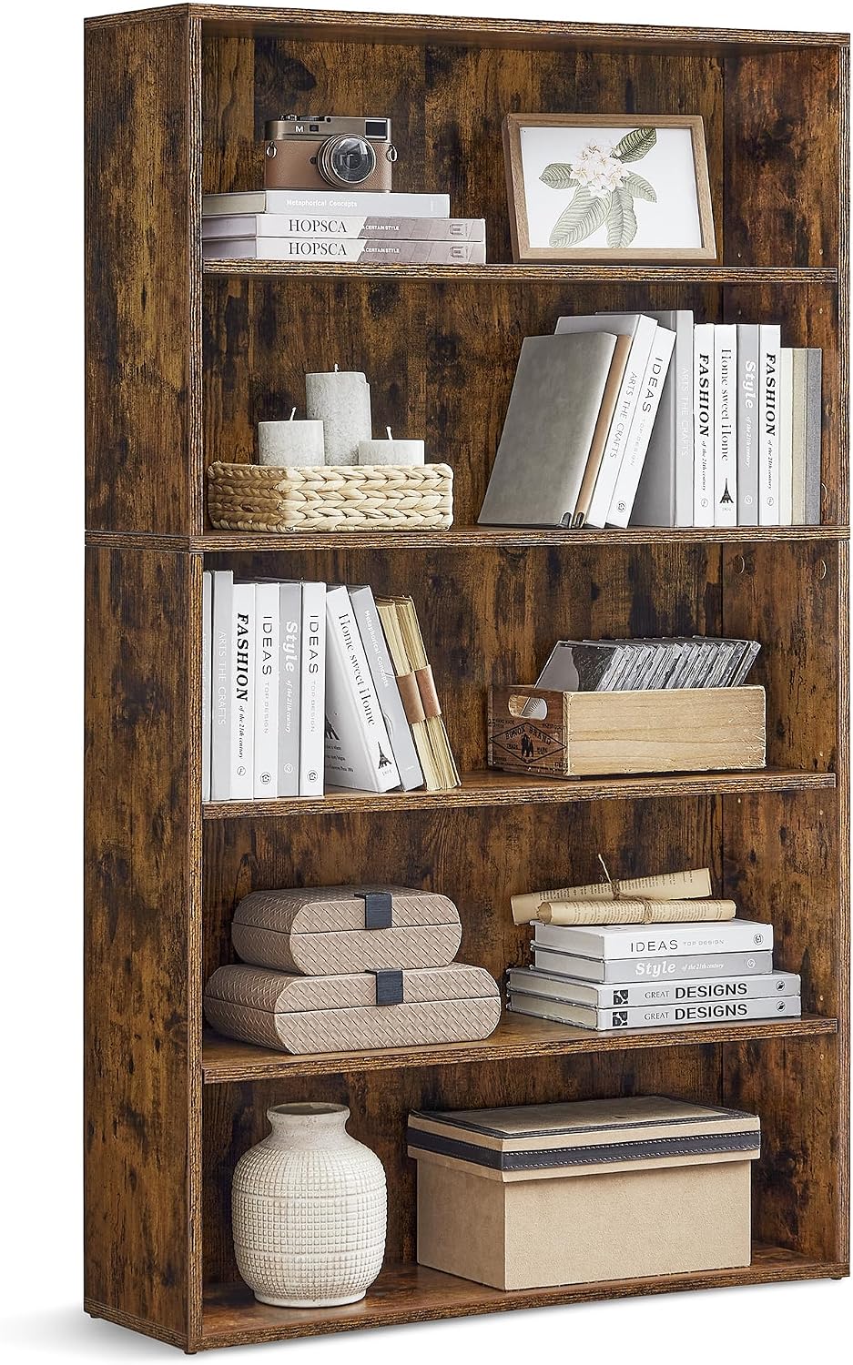 VASAGLE 5-Tier Bookshelf rustic brown