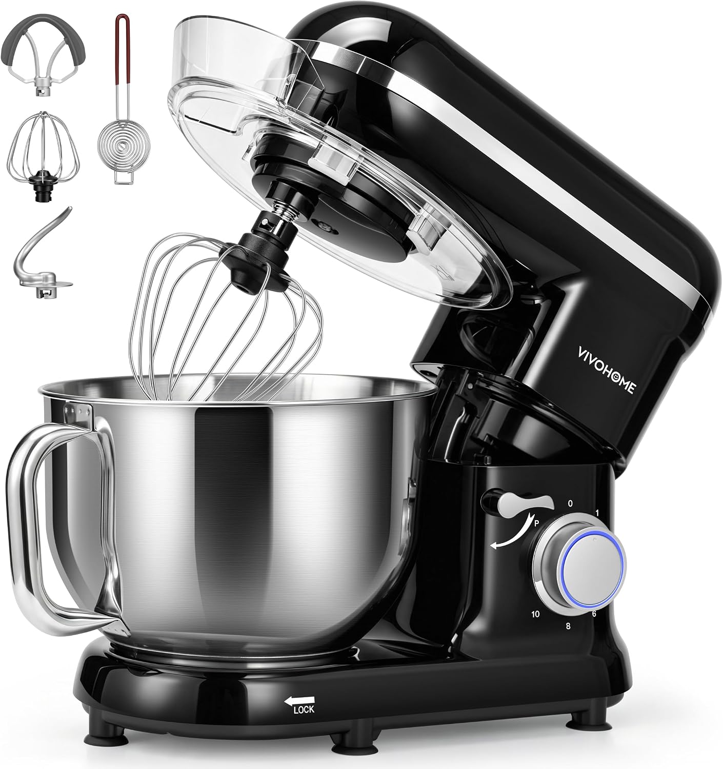 VIVOHOME 6QT Tilt-Head Stand Mixer (Black)