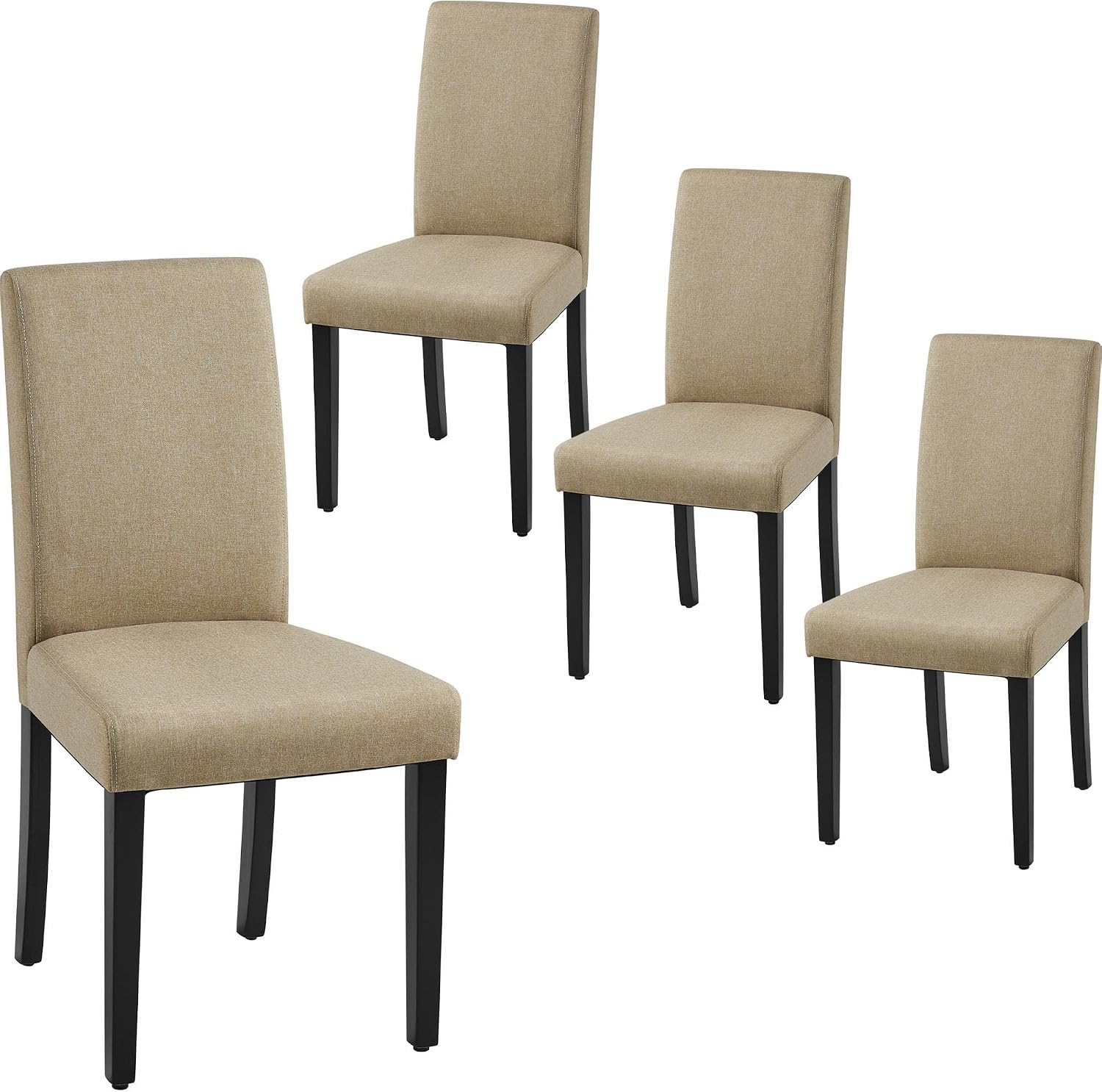 Yaheetech fabric parson dining chairs set of 4 in khaki with dark wood legs